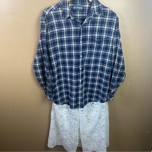 Flannel with Lace Trim Tunic / Dress Women's M/L